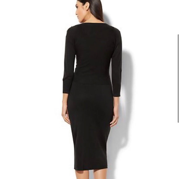 Black Cable Knit Sweater Dress with Pearl Details - Picture 3 of 8
